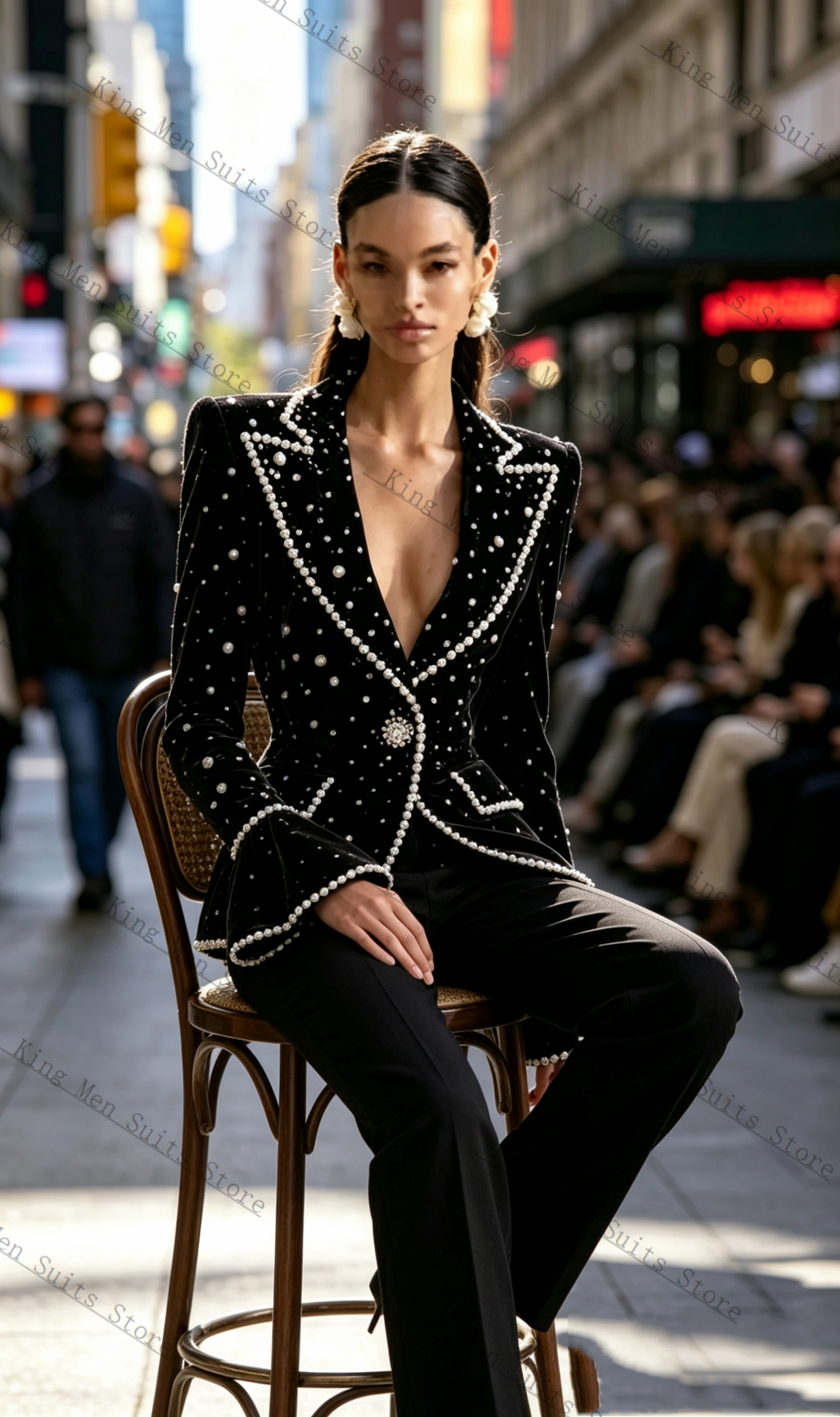 Women Formal Wear Black - Pearls Black Formal Women Suits Set