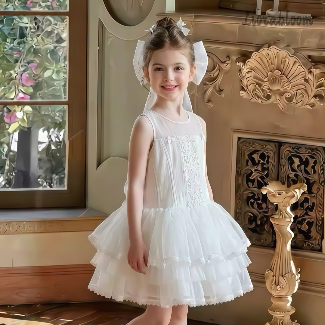 Women'S Formal Wear For Girls - Girls' White Embroidered Formal Dress Tulle