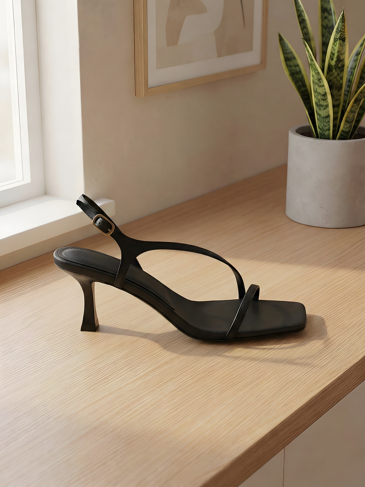 Kitten Heel Women - Elegant Genuine Leather Strappy 5cm Sandals