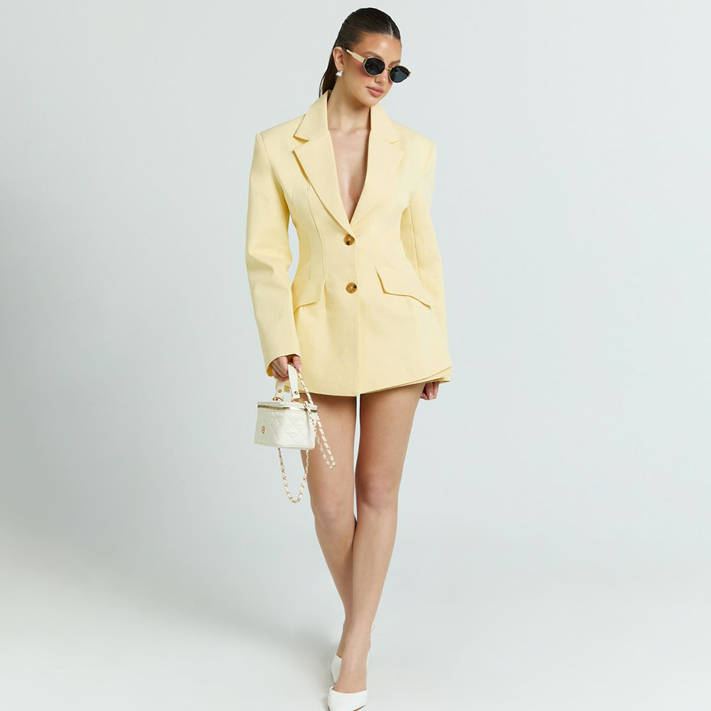 Light Yellow Women's 2Pic Suit - Women Formal Wear With Skirt review and price