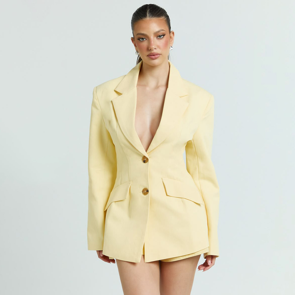 Light Yellow Women's 2Pic Suit - Women Formal Wear With Skirt review and price