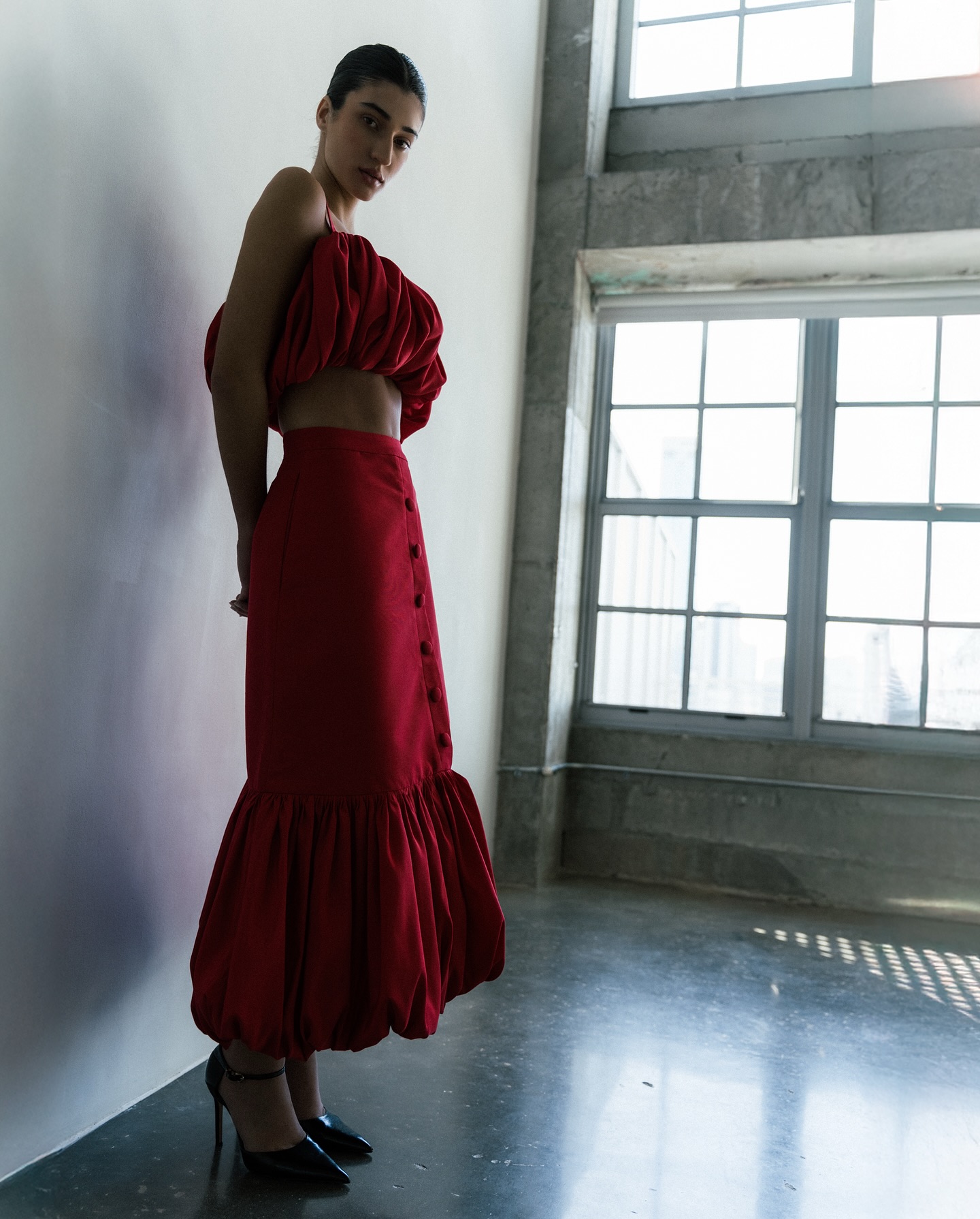 Trendy Red Ruffle Midi Skirt f - Women Formal Wear With Skirt review and price