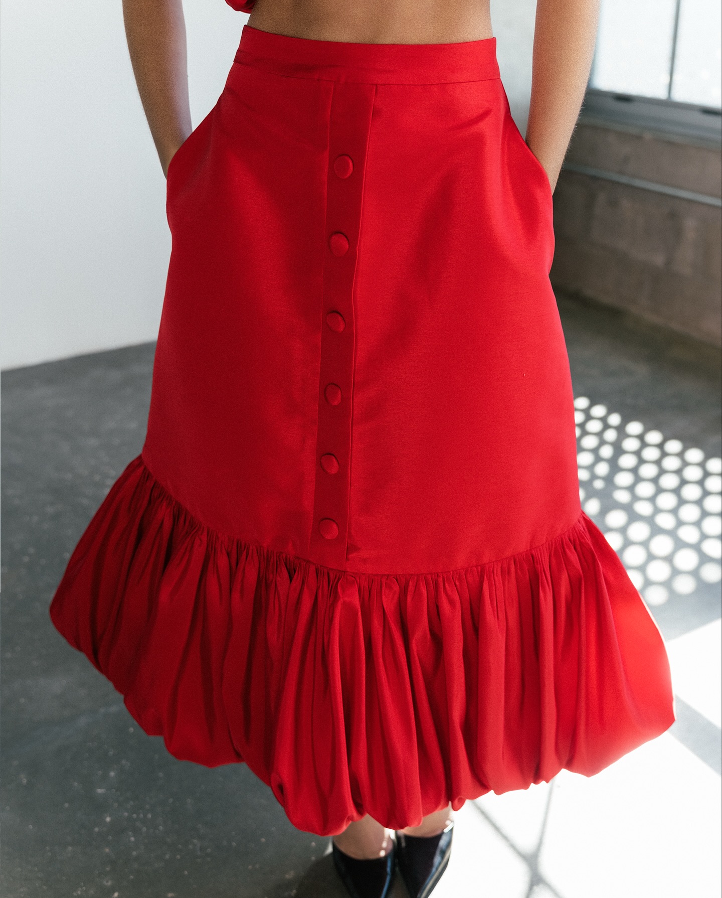 Trendy Red Ruffle Midi Skirt f - Women Formal Wear With Skirt review and price