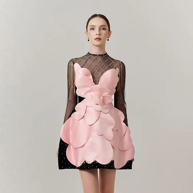 Gothic Black Pink Floral Mini  - Formal Wear Gowns For Women review and price