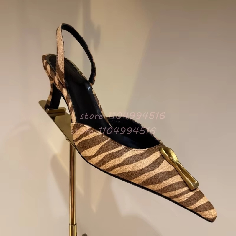 Metal Buckle Striped Pointed K - Kitten Heel Women review and price