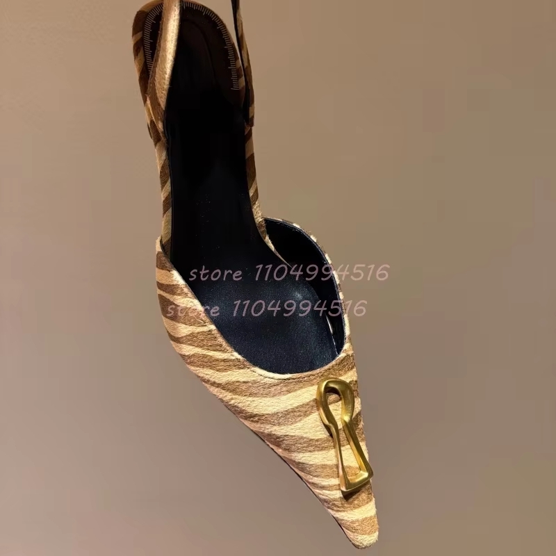 Metal Buckle Striped Pointed K - Kitten Heel Women review and price