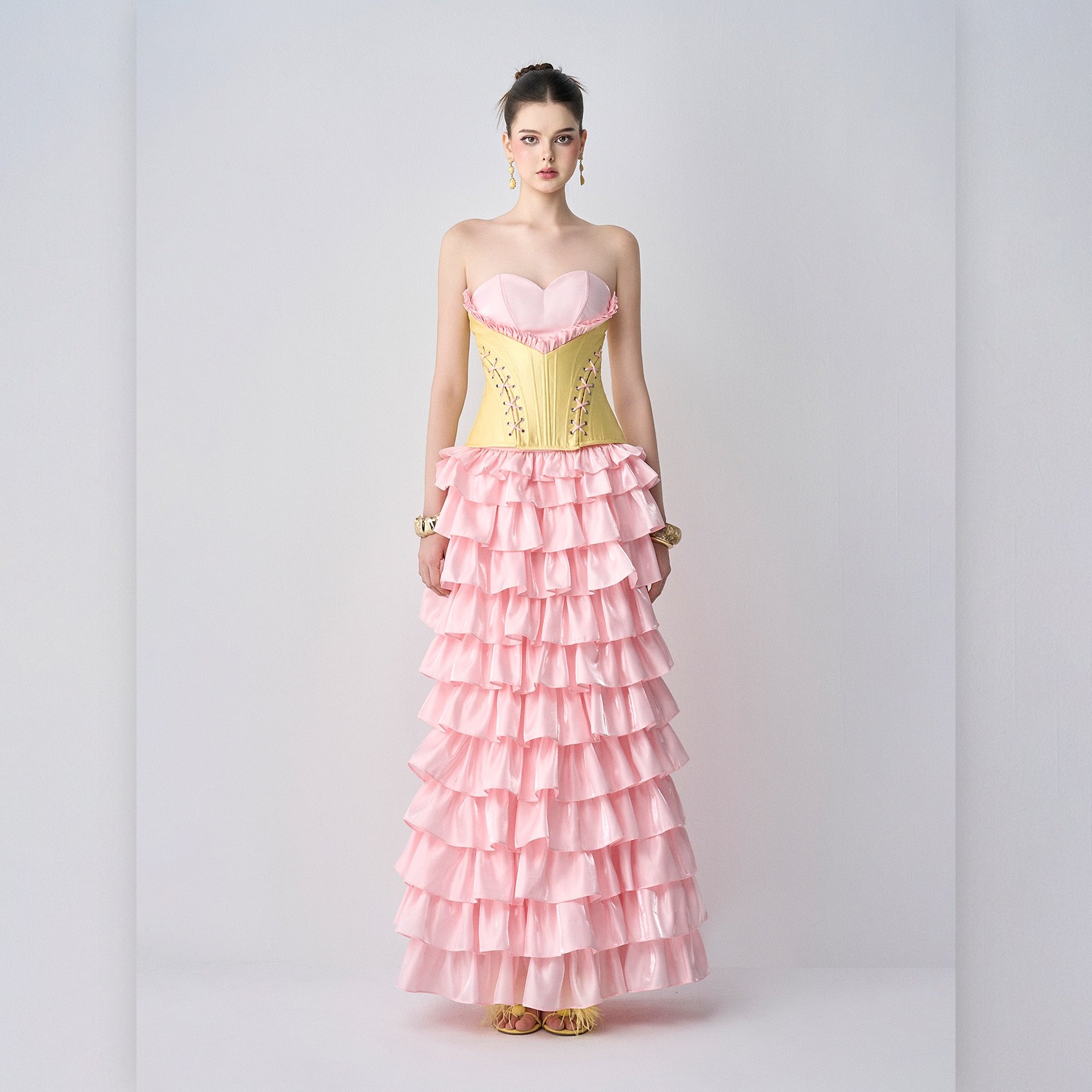 Pink Tiered Cake Skirt – High‑ - Women Formal Wear With Skirt review and price
