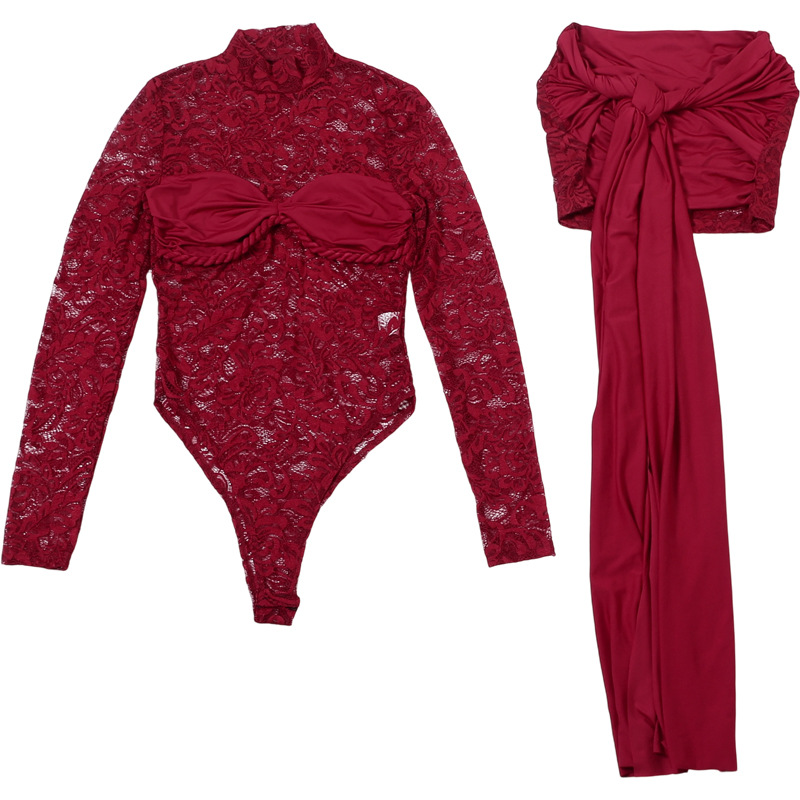 Burgundy White Black Lace Wome - Women'S Formal Wear Jumpsuit review and price