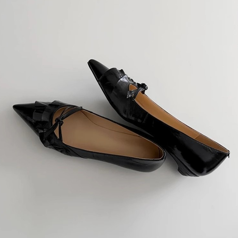 Elegant Leather Ruffles Low-he - Kitten Heel Women review and price
