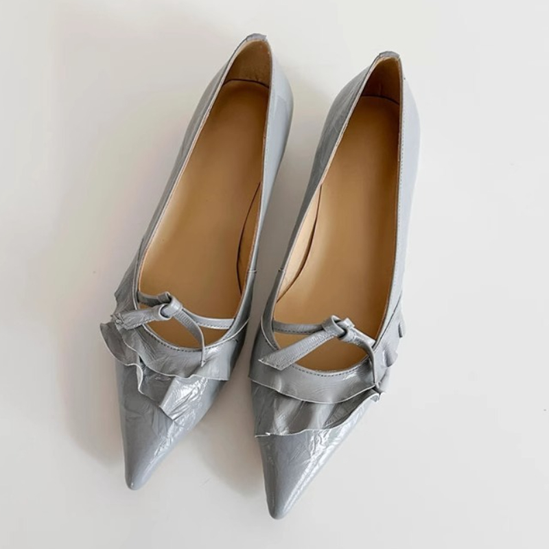 Elegant Leather Ruffles Low-he - Kitten Heel Women review and price