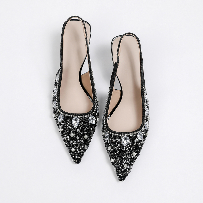 Crystal Closed Toe Backless Sa - Kitten Heel Women review and price
