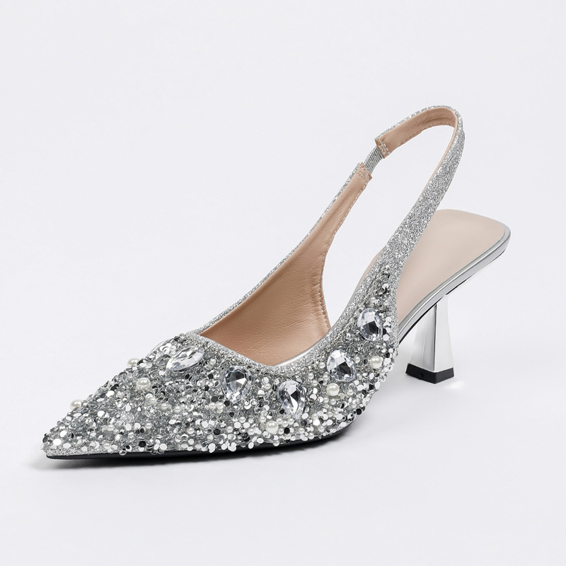 Crystal Closed Toe Backless Sa - Kitten Heel Women review and price