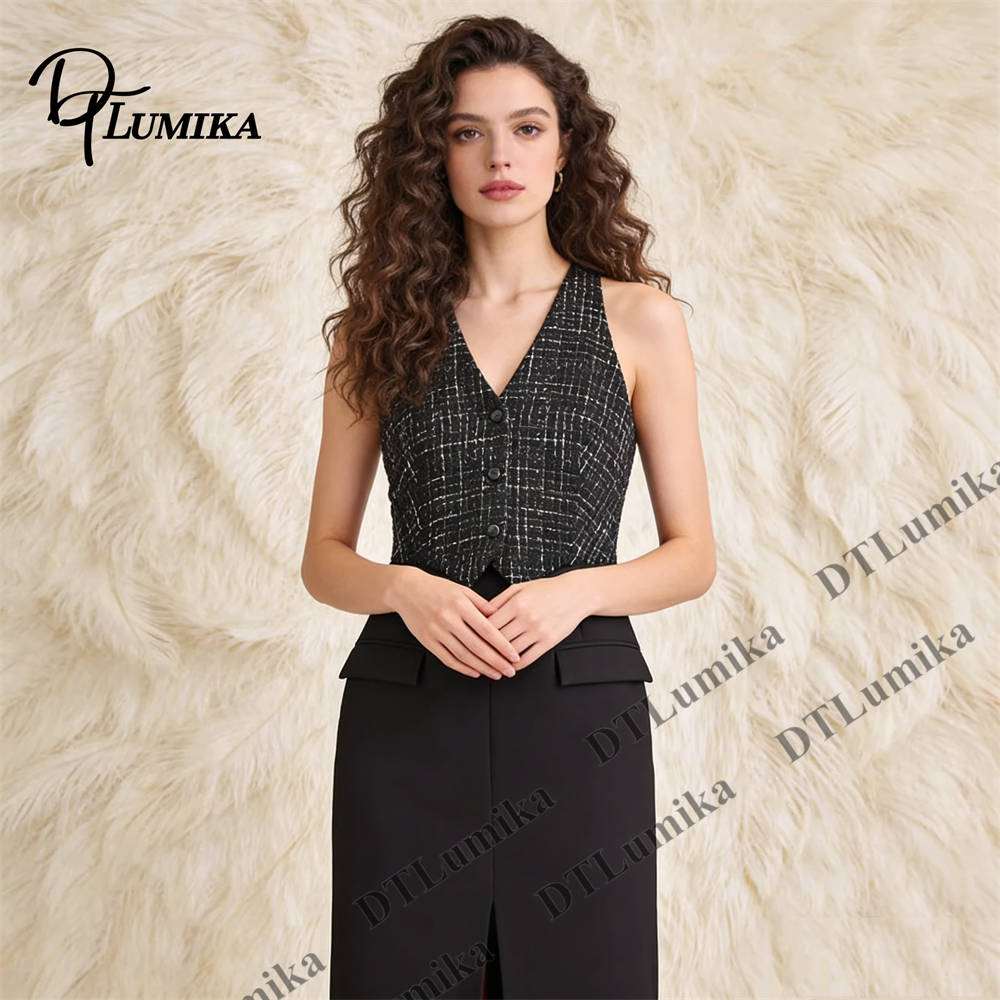 Tweed & Crepe Contrast Dress,  - Women Formal Wear Look review and price