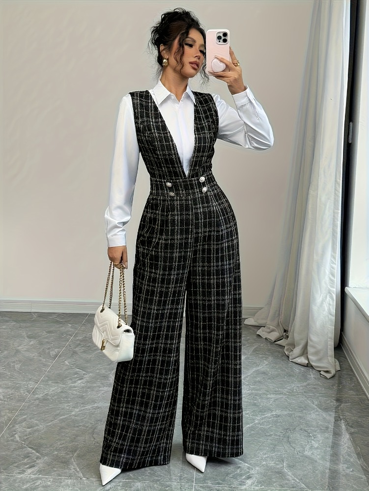 Women High Waist Wide Leg Plai - Women'S Formal Wear Jumpsuit review and price