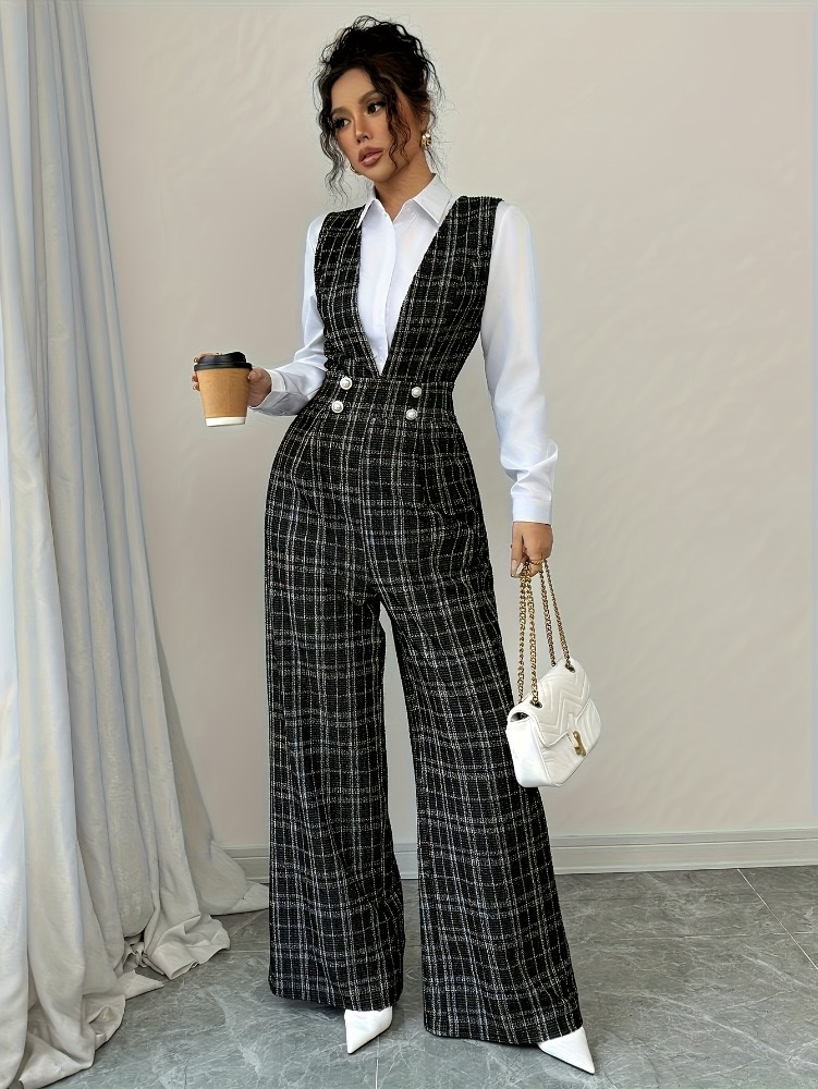 Women High Waist Wide Leg Plai - Women'S Formal Wear Jumpsuit review and price
