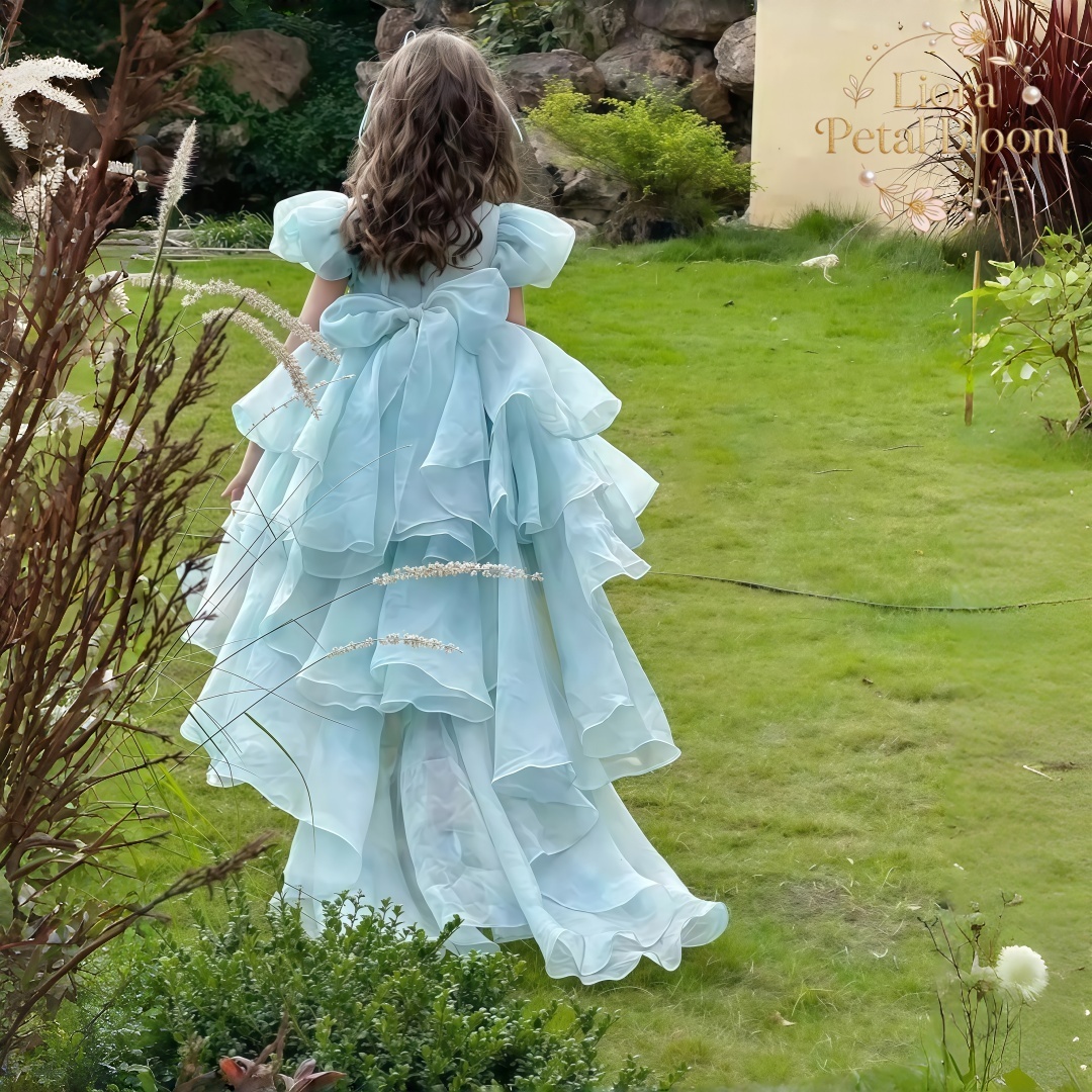 Blue Tulle Gown  Girls' Bow Pa - Women'S Formal Wear For Girls review and price