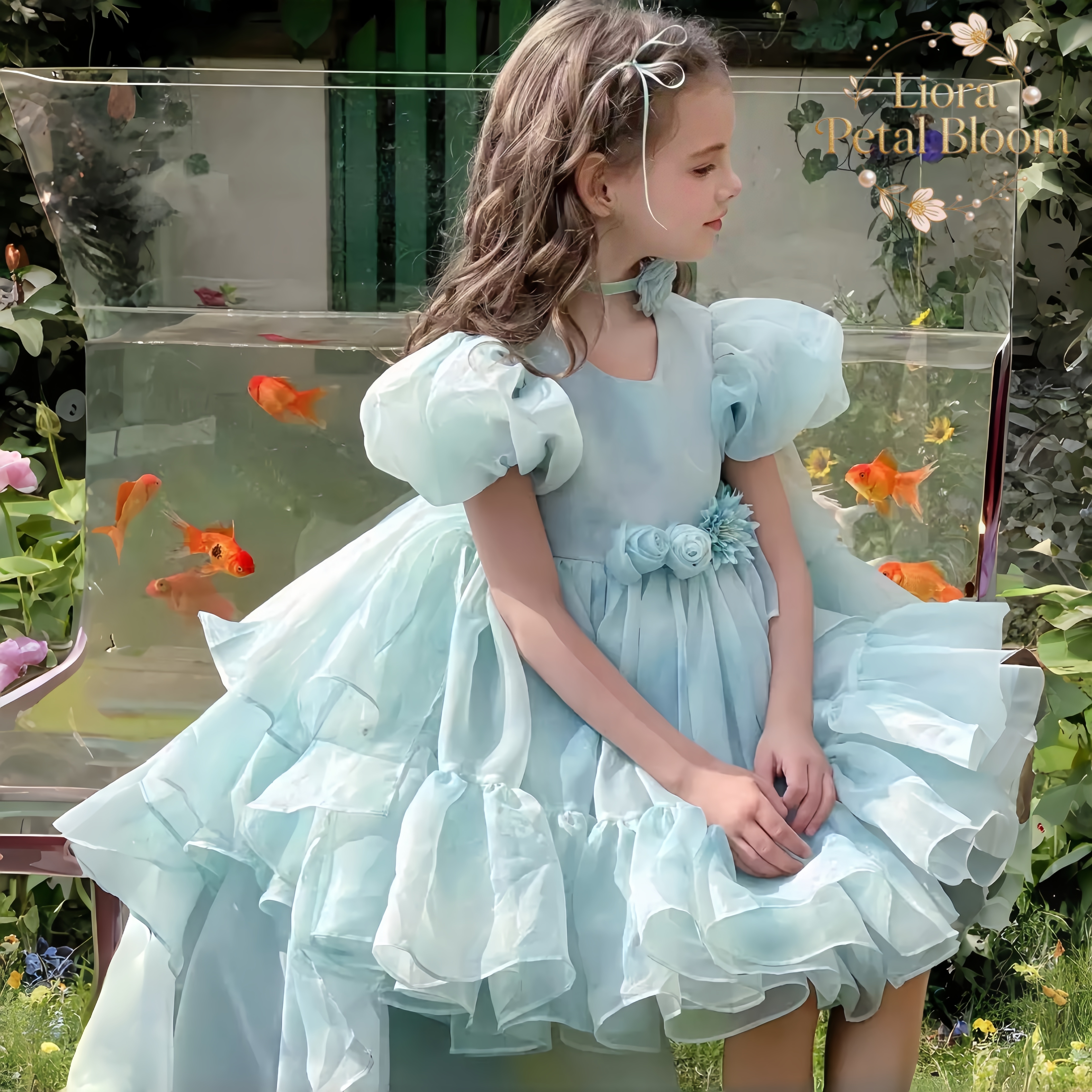 Blue Tulle Gown  Girls' Bow Pa - Women'S Formal Wear For Girls review and price